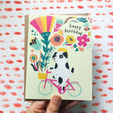 Dog on Bicycle Birthday Greeting Card by Honeyberry Studios