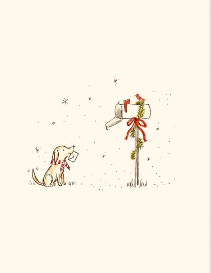 Mailbox Dog Holiday Greeting Card by Sweet Julie Marie