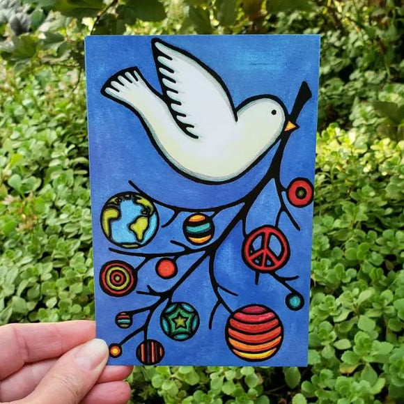 Holiday Dove Postcard by Sarah Angst
