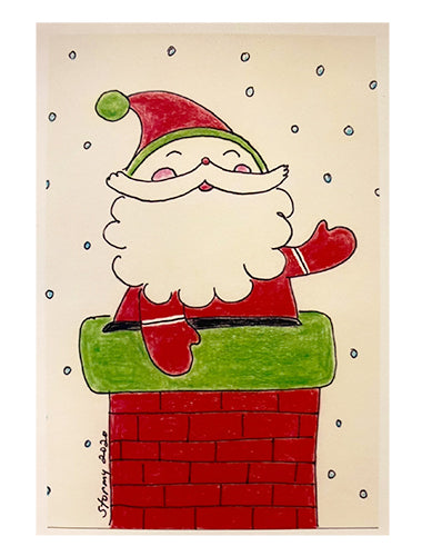 Down the Chimney Blank Greeting Card by Stormy Mochal