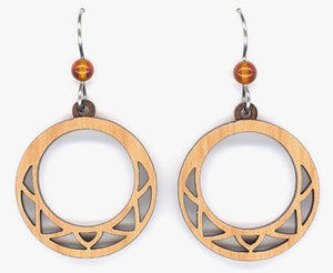 Natural Harmony Open Circle Lasercut Wood Earrings by Woodcutts