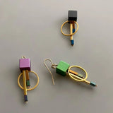 Aluminum Brass Circle and Bar Earrings by Trecy Bleich