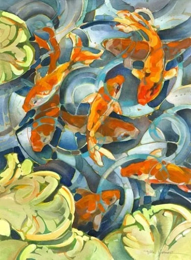 Eight Koi Swirl Reproduction by Dan Wiemer