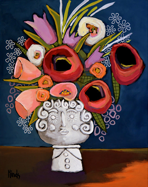 Face Vase Floral by David Hinds