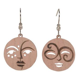 Blooms Faces Lasercut Wood Earrings by Woodcutts