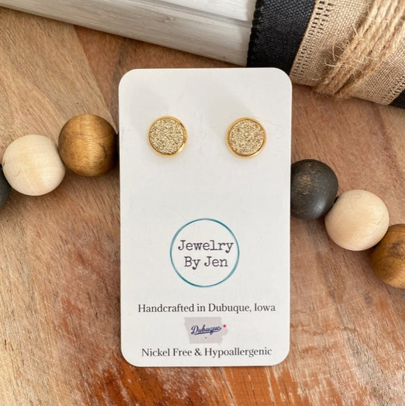 Stud Earrings: Gold Fine Glitter by Jewelry By Jen