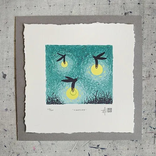 Fireflies Silkscreen Print by Allison and Jonathan Metzger