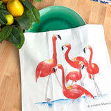 Flamingos Tea Towel by Chavah's Garden