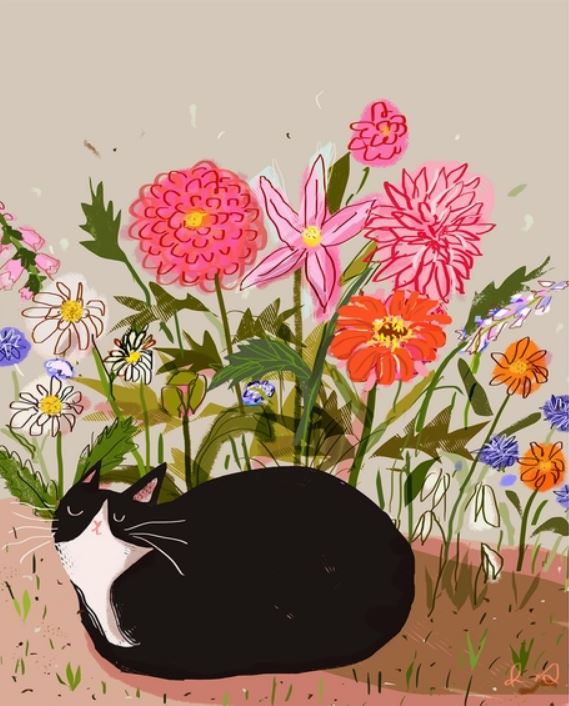 Flower Baby Cat Print by Jamie Shelman