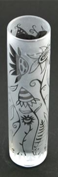 Flower Garden Small Etched Glass Vase by Leandra Drumm Designs