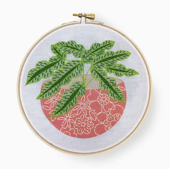 Pink Flower Pot Embroidery Kit by Rikrack Embroidery