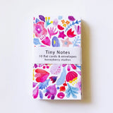 Pink and Red Flowers Tiny Note Card by Honeyberry Studios