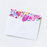 Pink and Red Flowers Tiny Note Card by Honeyberry Studios
