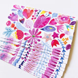 Pink and Red Flowers Tiny Note Card by Honeyberry Studios