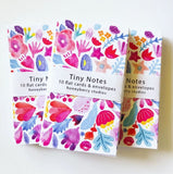 Pink and Red Flowers Tiny Note Card by Honeyberry Studios