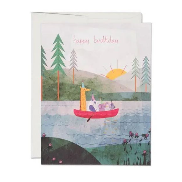 Four Canoe Birthday Greeting Card from Red Cap Cards