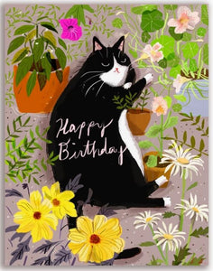 Birthday Garden Baby Cat Greeting Card by Jamie Shelman