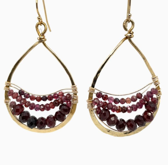 Garnet Gold Drop Earrings by Vanessa Savlen