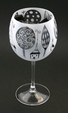 Enchanted Woodland Etched Wine Glass by Leandra Drumm Designs