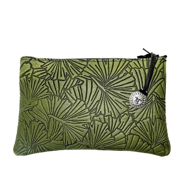 Ginkgo Leather Zipper Pouch by Oberon Design