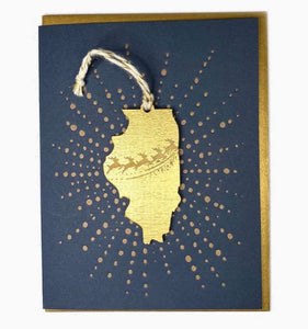 Illinois Reindeer Ornament and Greeting Card by Snowmade