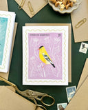 American Goldfinch Stamp Greeting Card by Bird Mail Studio