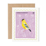 American Goldfinch Stamp Greeting Card by Bird Mail Studio