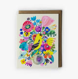 Goldfinch and Flowers Greeting Card by Honeyberry Studios