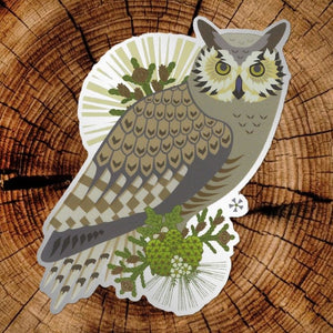 Great Horned Owl Sticker by Little Gold Fox Designs