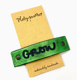 Green 'Grow' Leather Hair Barrette by Platypus Max