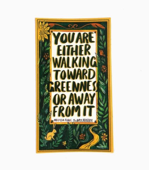 Walking Toward Greenness Sticker by Cat Rocketship