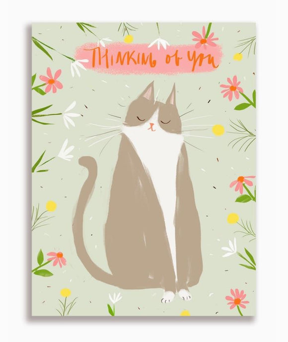 Thinking Of You Grey Cat Greeting Card by Jamie Shelman