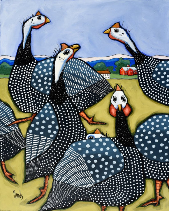 Six Guinea Fowl by David Hinds