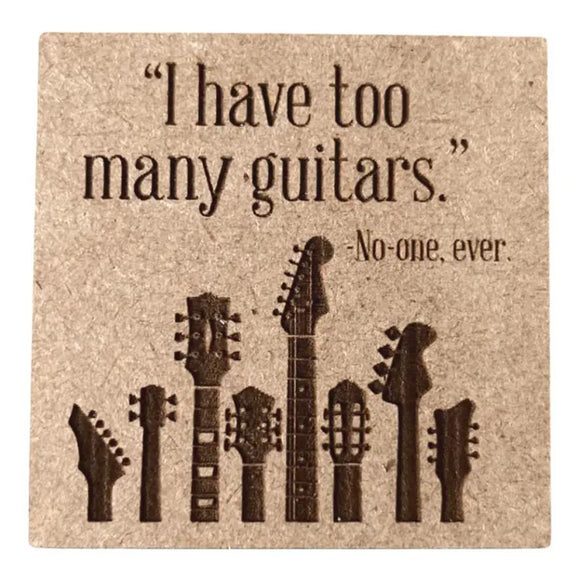 Too Many Guitars Wooden Magnet by High Strung Studios