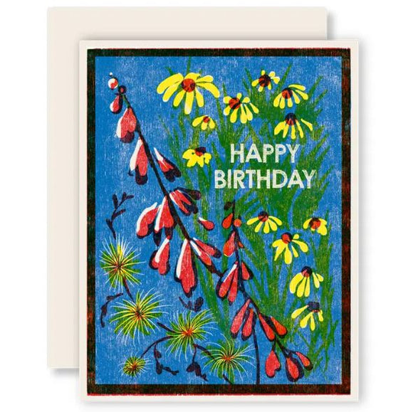 Happy Birthday (Blue Sky Wildflowers) Card by Heartell Press