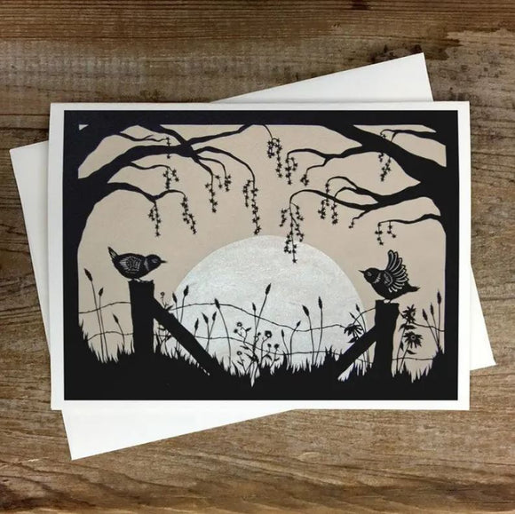 Harvest Moon Greeting Card by Angie Pickman