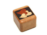 Heart Marquetry Dark 2” Tall Wide Secret Box by Heartwood Creations