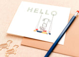 Dog on Swing Hello Greeting Card by Sweet Julie Marie