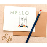 Dog on Swing Hello Greeting Card by Sweet Julie Marie