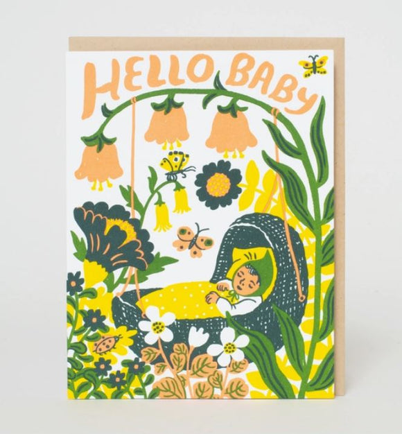 Hello Baby Bassinet Greeting Card by Egg Press Manufacturing