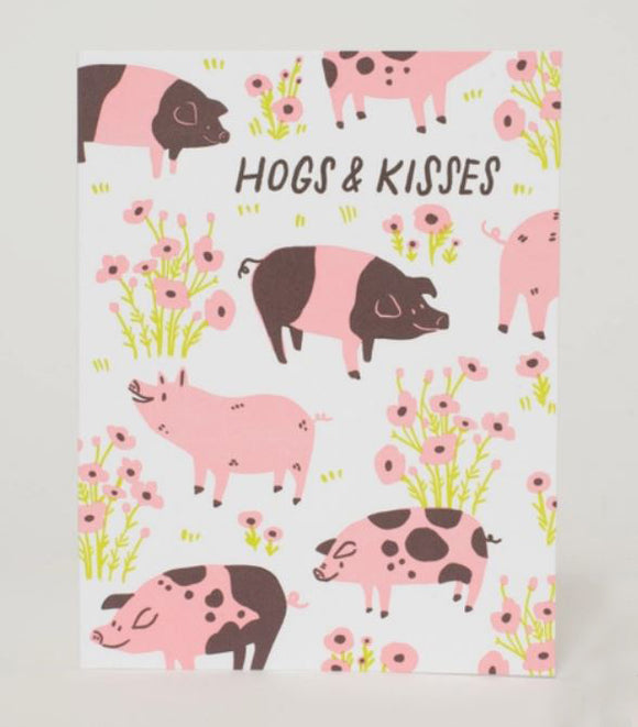 Hogs and Kisses Greeting Card by Egg Press Manufacturing