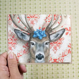 Holiday Deer Blank Greeting Card by Emily Uchytil