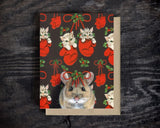 Holiday Mouse Blank Greeting Card by Emily Uchytil