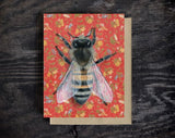 Honeybee (Closed Wings) Blank Greeting Card by Emily Uchytil