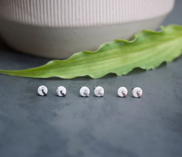 Tiny Stud Earrings with Howlite by Brianna Kenyon