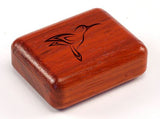 Stylized Hummingbird 2” Flat Narrow Secret Box by Heartwood Creations