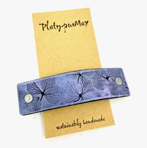 Blue Hydrangea Leather Hair Barrette by Platypus Max