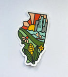 Illinois Line Drawing Sticker by Bottlebrush Graphics