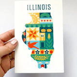 Illinois Quilt Design Postcard by Bottlebrush Graphics