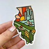 Illinois Line Drawing Sticker by Bottlebrush Graphics